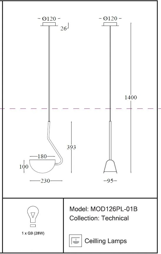 Lustra, Pendul design high-tech minimalist Mollis