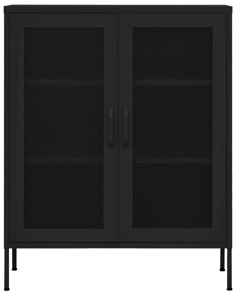 Dulap de depozitare, negru, 80x35x101,5 cm, otel Negru, 1, Negru