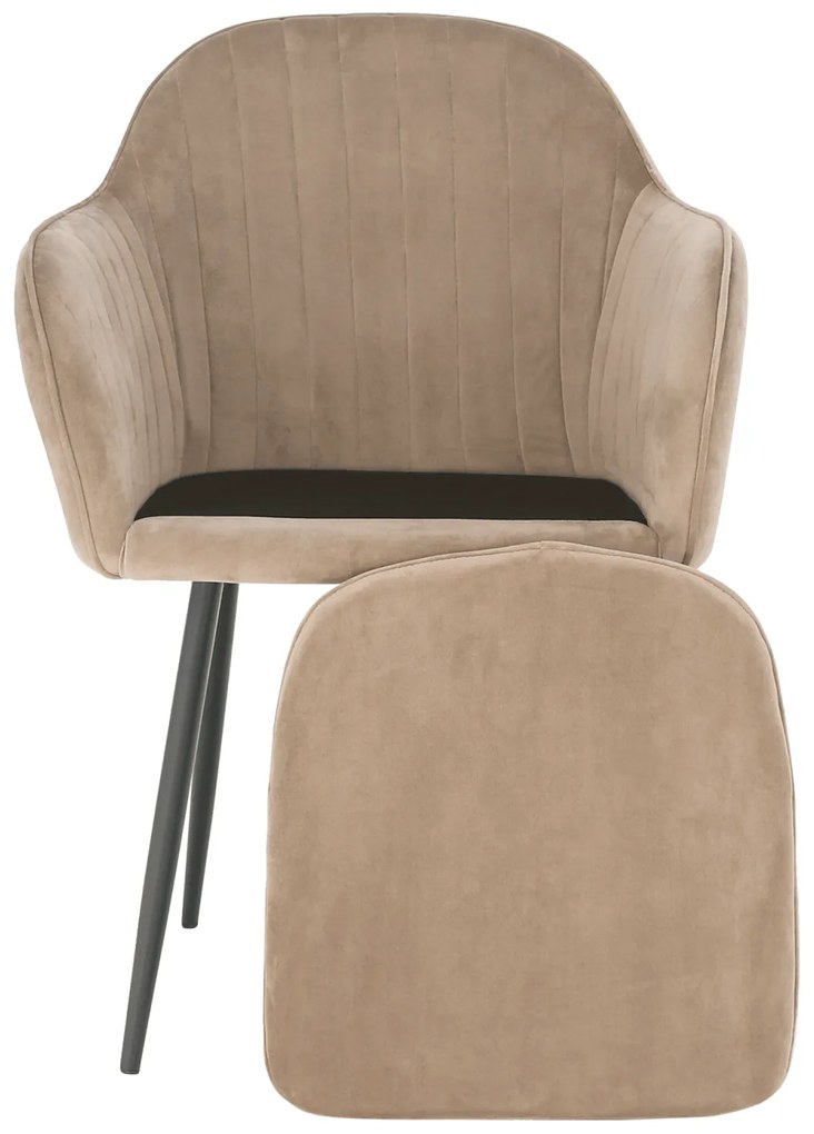 Fotoliu de design, catifea Velvet gri maroniu Taupe, ZIRKON