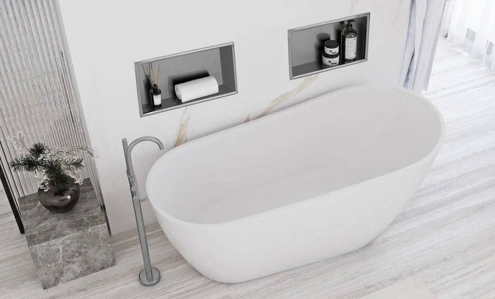 Raft incastrat pentru baie 30x45 argintiu periat