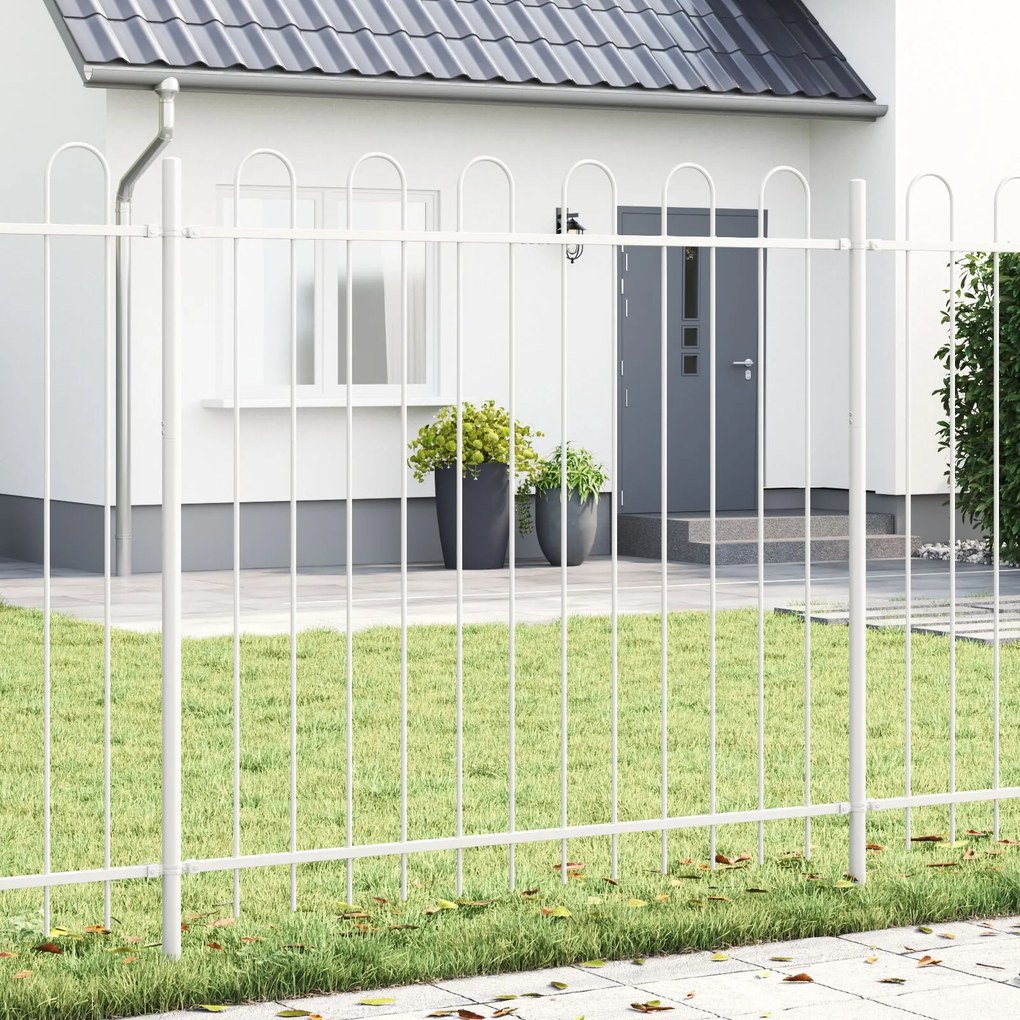 vidaXL Plasa de grădină cu vârf curbat, albă, 11.9x1.5 m din oțel