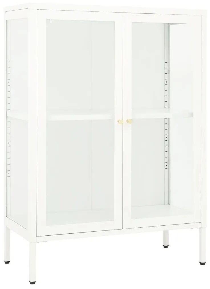Servanta, alb, 75x35x105 cm, otel si sticla 1, Alb