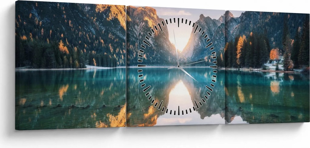 Tablou - Lacul montan (cu ceas) (90x30 cm)