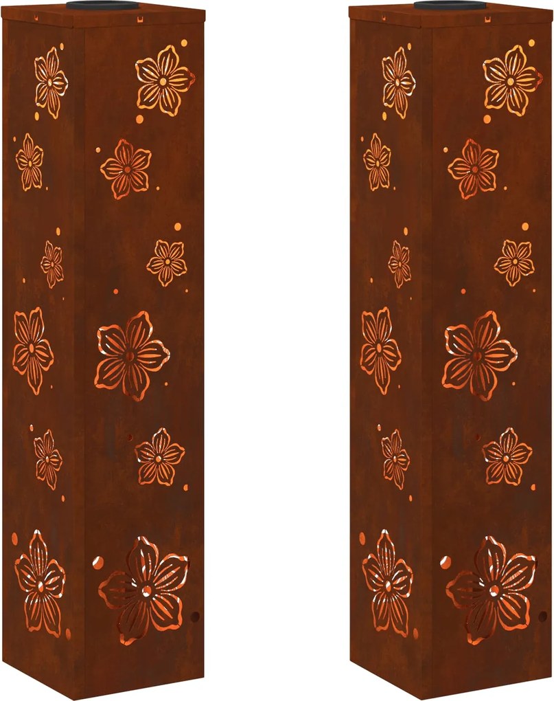 vidaXL Lumină LED Solară pentru Alei 2 pcs Ruginit