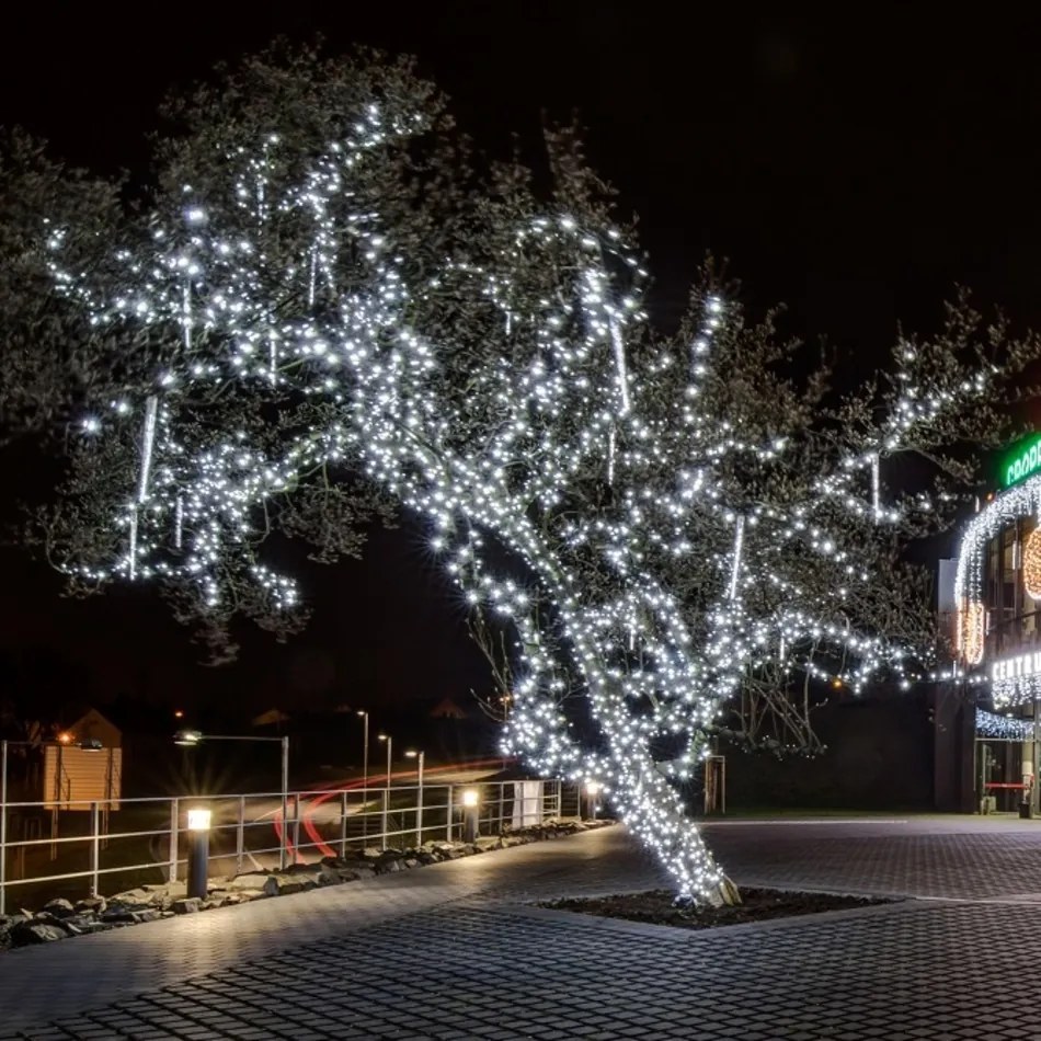 decoLED LED Ușoară lanţ - 5m, 60 rece alb LED-uri, negru cablu