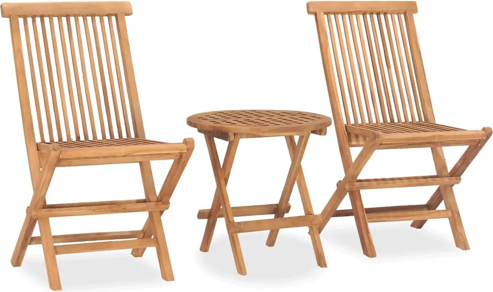 vidaXL Set mobilier de exterior pliabil, 3 piese, lemn masiv tec