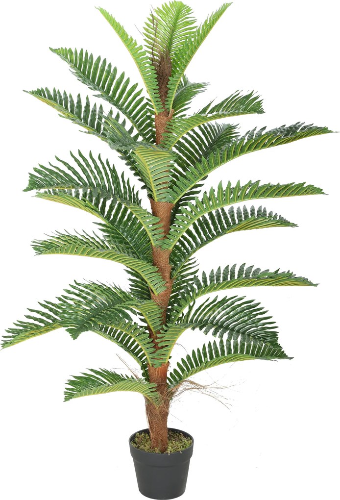 HOMCOM Palmier artificial 120 cm cu 24 frunze din PEVA, plantă decorativă cu ghiveci din plastic, verde | Aosom Romania