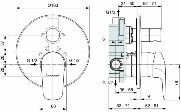 Sistem de dus Ideal Standard Ceraflex incastrat