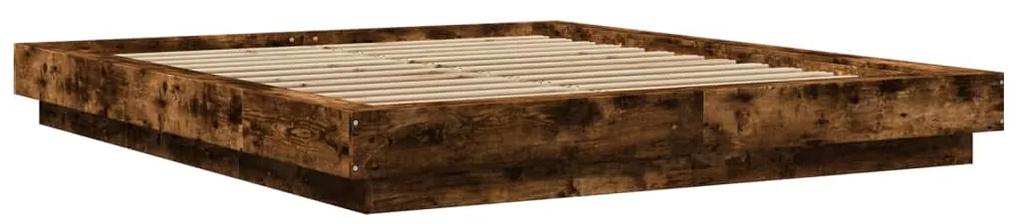 3281179 vidaXL Cadru de pat, stejar fumuriu, 160x200 cm, lemn prelucrat