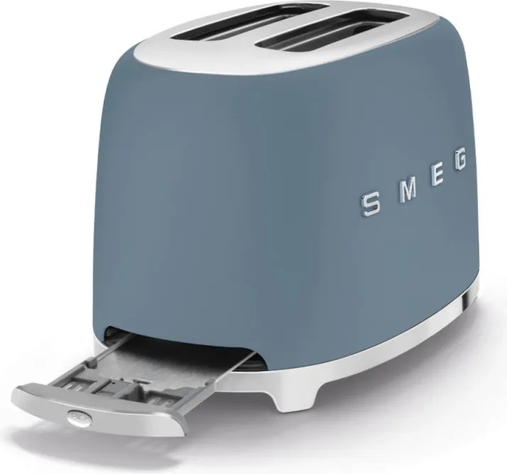 Prajitor de paine SMEG 50's Style TSF01SBMEU, 950 W, 2 felii, 6 trepte, Tava pentru firimituri, Cablu integrat, Otel inoxidabil, Albastru cenusiu