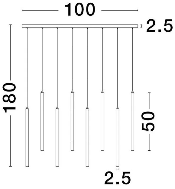 Lustra cu 8 pendule LED design tubular TRIMLE