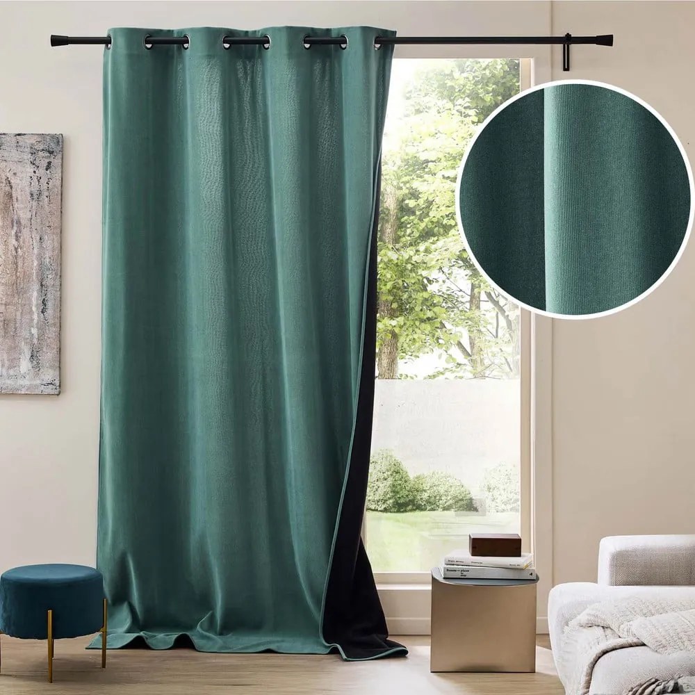 Draperie verde termoizolantă din catifea reiată 140x260 cm Madison – douceur d'intérieur