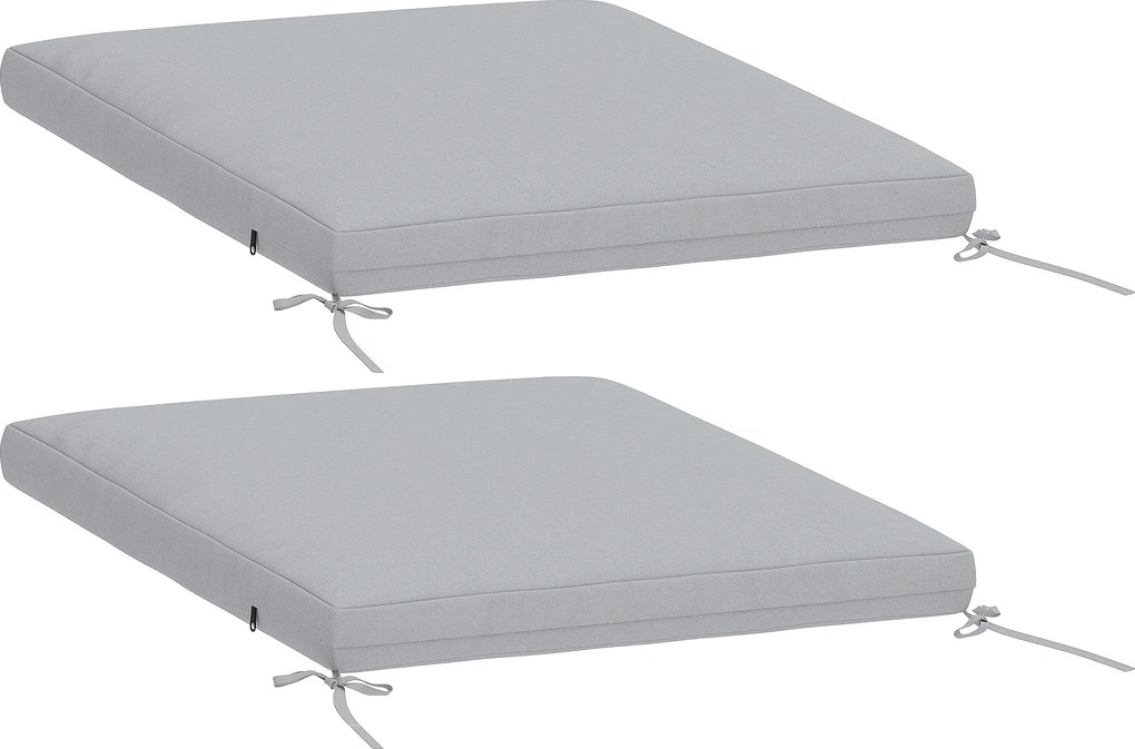 Outsunny Set de 2 perne pentru scaune de grădină, perne rotunde 50 x 50 cm, spumă cu densitate înaltă, antiderapante 50x50 cm gri | Aosom Romania