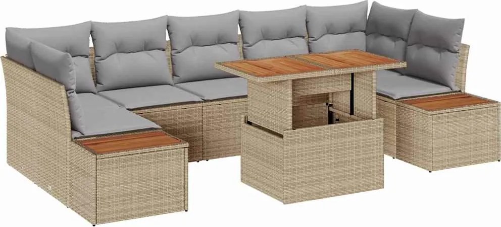 vidaXL Set de canapele pentru grădină 8 pcs Bej Rattan poli