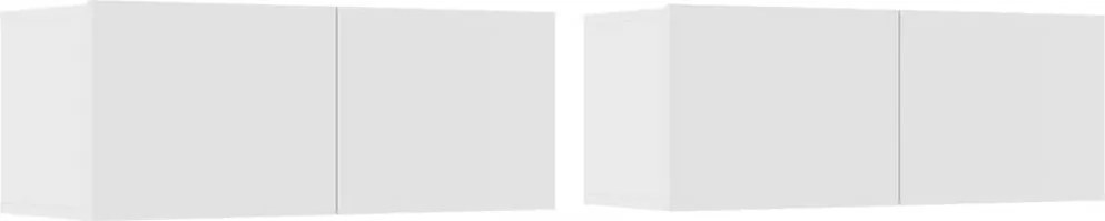 vidaXL Comode TV, 2 buc., alb, 80x30x30 cm, lemn prelucrat