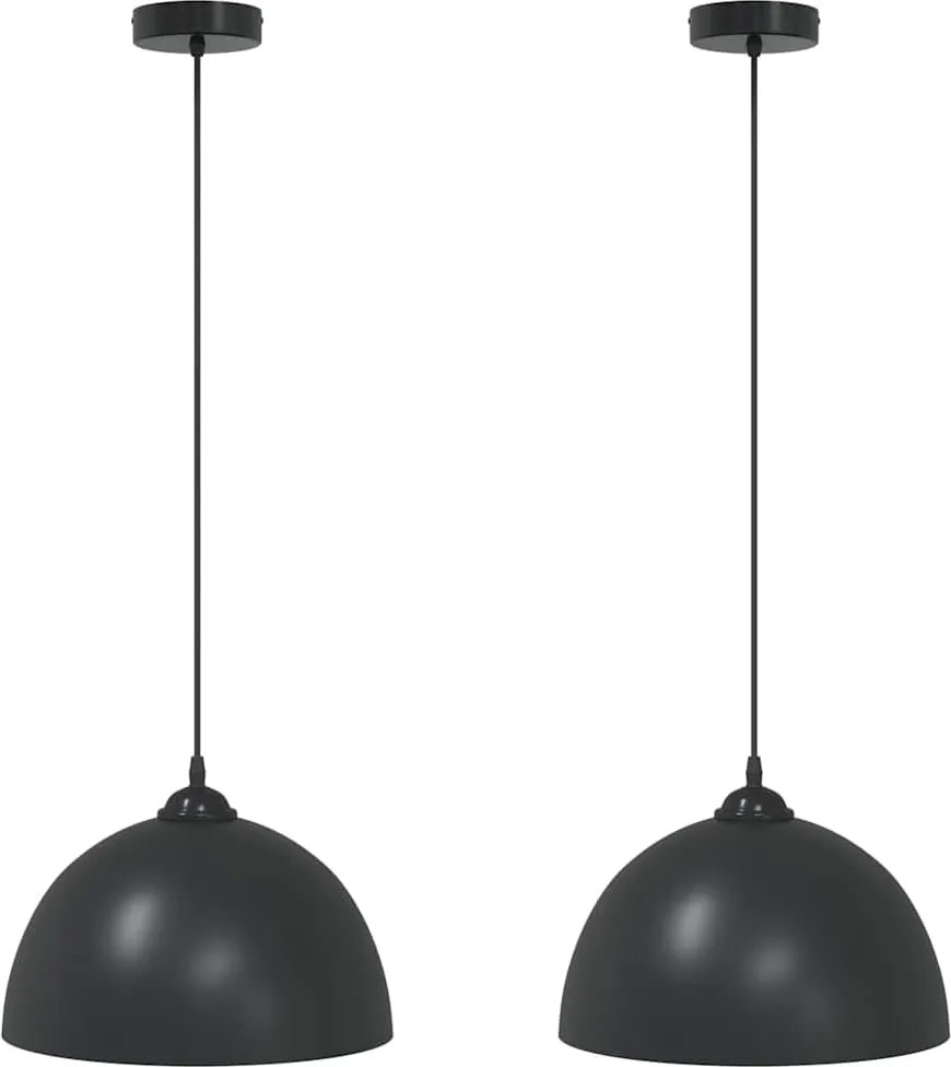vidaXL Lămpi de suspendare 2 buc E27 Negru Ø 30 cm Metal
