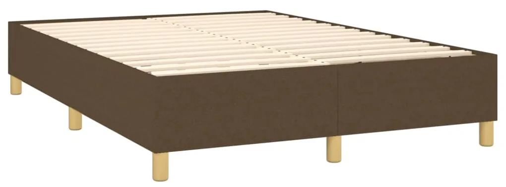 Pat box spring cu saltea, maro inchis, 140x200 cm, textil Maro inchis, 140 x 190 cm, Design simplu