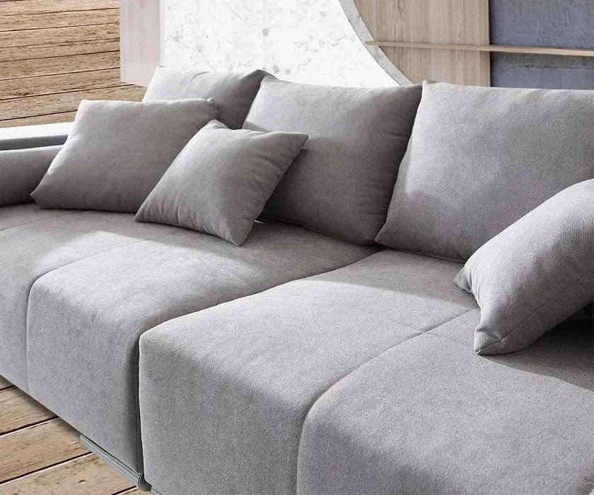 Canapea extensibilă dumonde cu ladă de depozitare si sezut confortabil din spuma high-density, Marbela Enjoy Silver XXL 295x100 cm