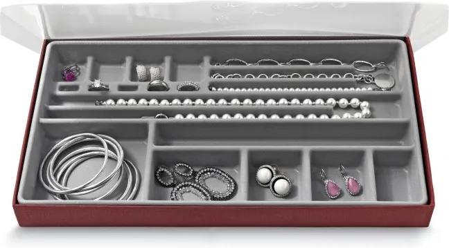 Organizator pentru sertar cu 19 compartimente, Jewel Gri, l37xA21,5xH3,5 cm
