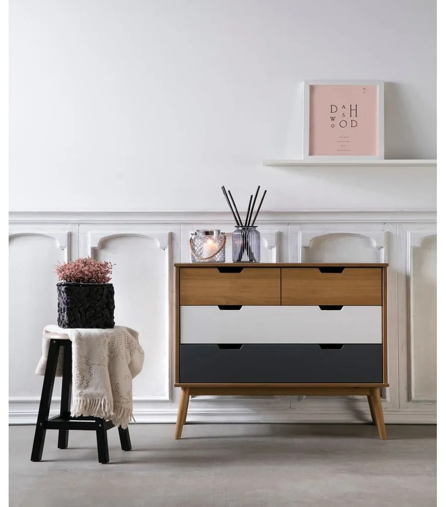 Comodă din lemn de pin Marckeric Cusco, 100 x 82 cm