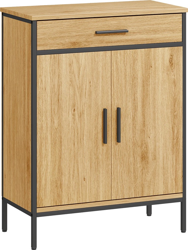 HOMCOM Dulap pentru baie, rafturi pe două niveluri, sertar mare, stil industrial, aspect stejar | Aosom Romania