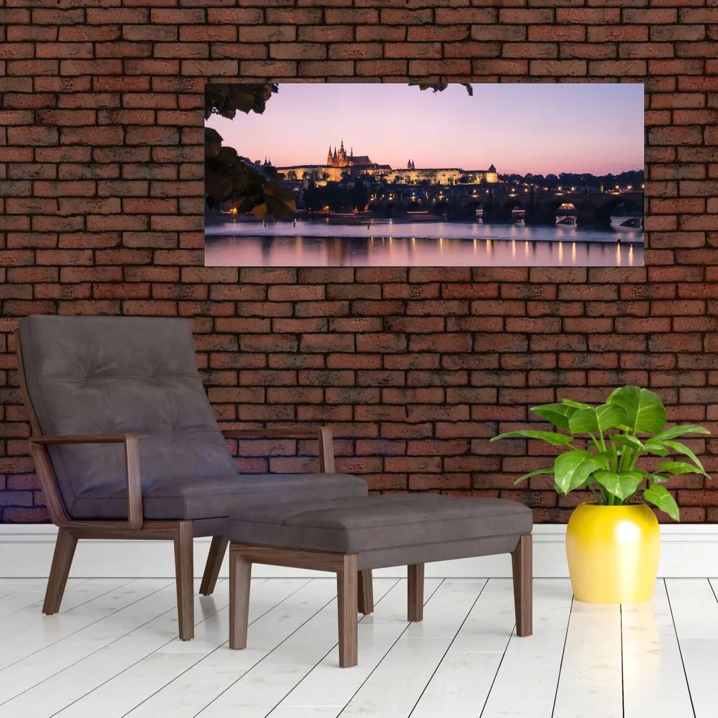 Tablou cu palatul din Praga și Vltava (120x50 cm)