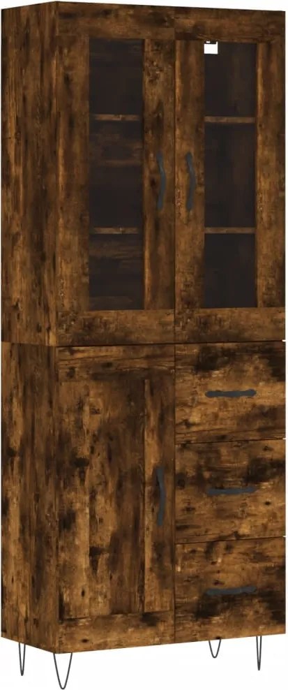 vidaXL Dulap înalt, stejar fumuriu, 69,5x34x180, lemn compozit