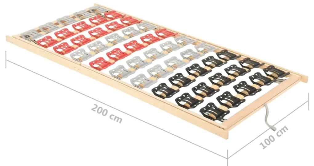 Cadru de pat cu 12 sipci, cap picioare ajustabile, 100x200 cm 100 x 200 cm, Tetiera  suport pentru picioare (manual)