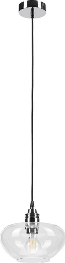Lustră suspendată pe cablu FLO 1xE27/15W/230V crom lucios/abajur din sticlă transparentă