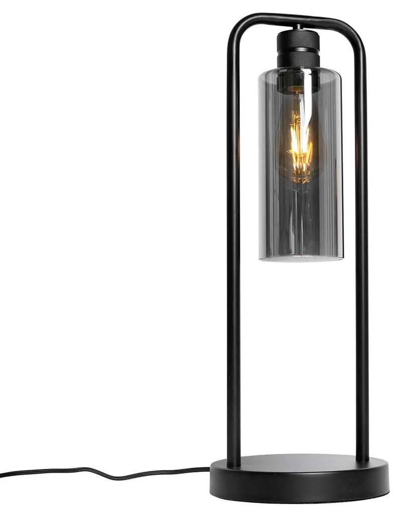 Lampa de masa moderna neagra cu sticla fumurie - Stavelot