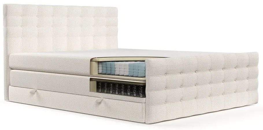 Pat boxspring crem cu spațiu de depozitare 200x200 cm Blend – Maison de Rêve
