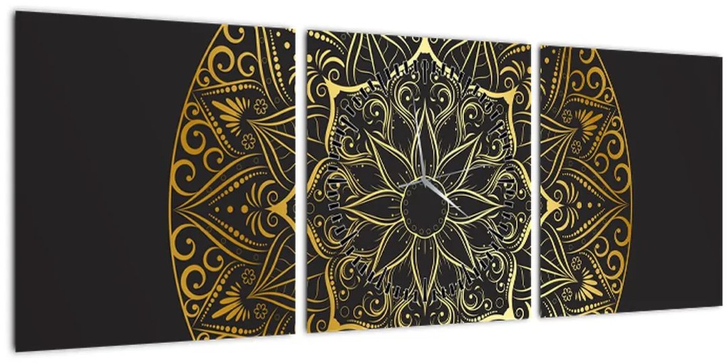 Tablou abstracției aurii (cu ceas) (90x30 cm)