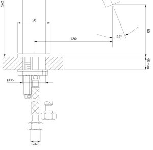 Baterie de lavoar OMNIRES Y1210NGR Y 16,2 cm grafit periat