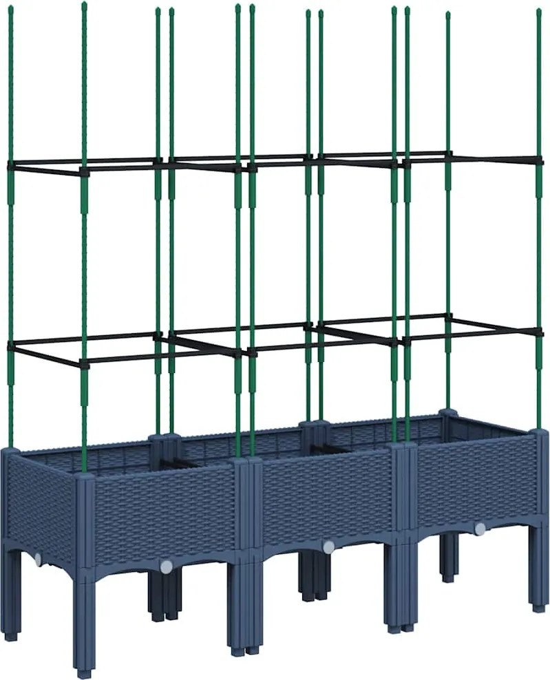 vidaXL Jardinieră de grădină cu spalier, albastru gri, 120x40x142,5 cm, PP