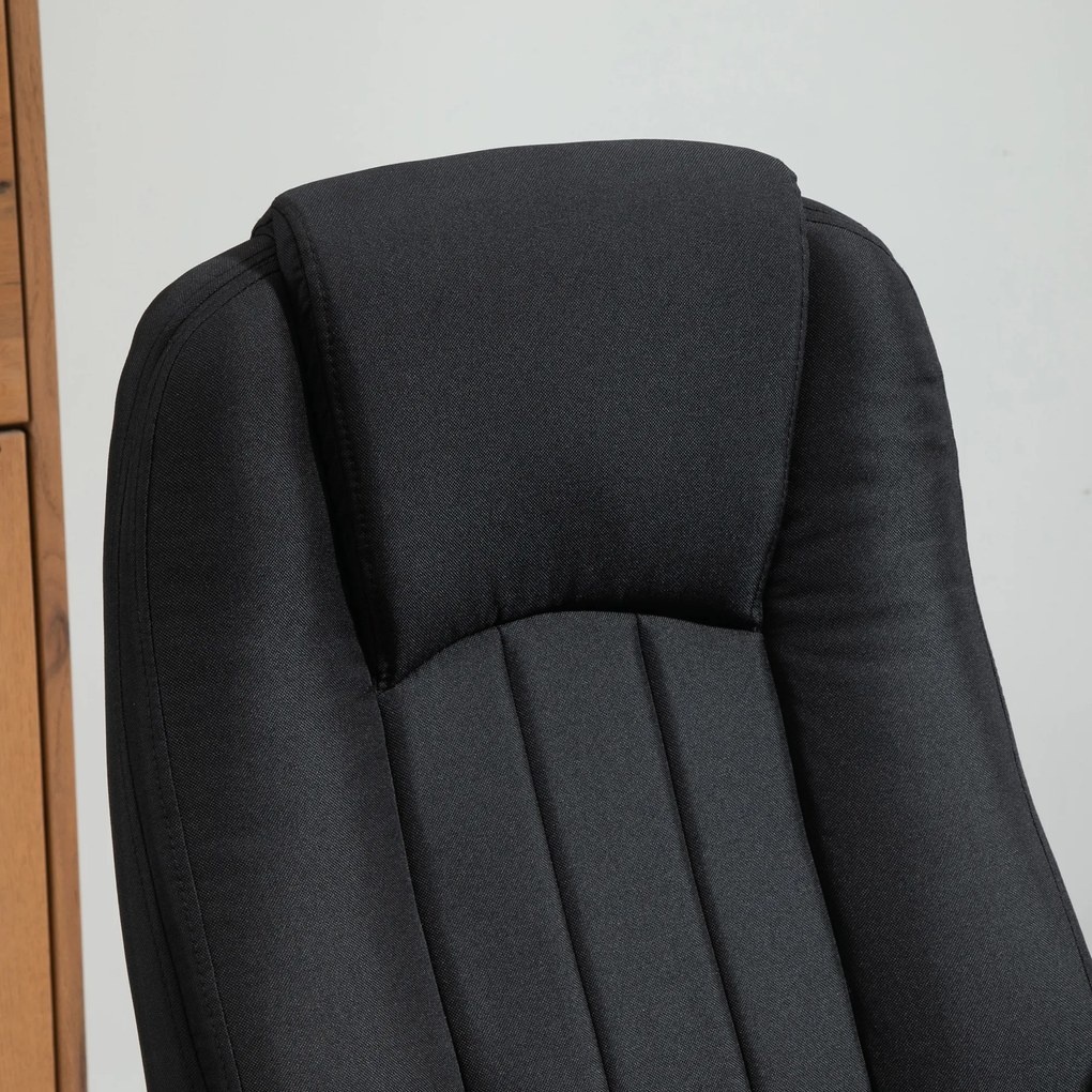 Fotoliu Birou cu Masaj, Interfata USB si Inaltime Reglabila, Tesatura efect in, Roti pivotante 60x74x106-116cm, Negru Vinsetto | Aosom Romania