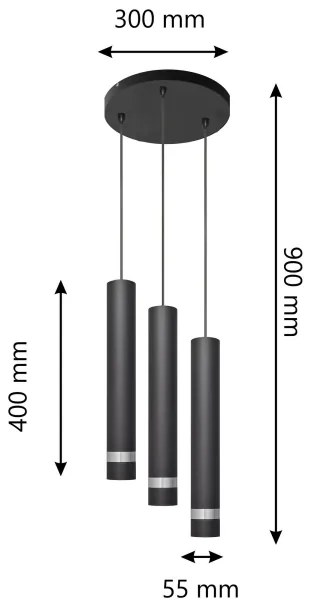 Lustră LED pe cablu TUBA 3xGU10/4,8W/230V neagră/crom