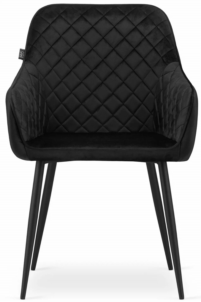 Scaun de sufragerie din catifea negru, NUGAT