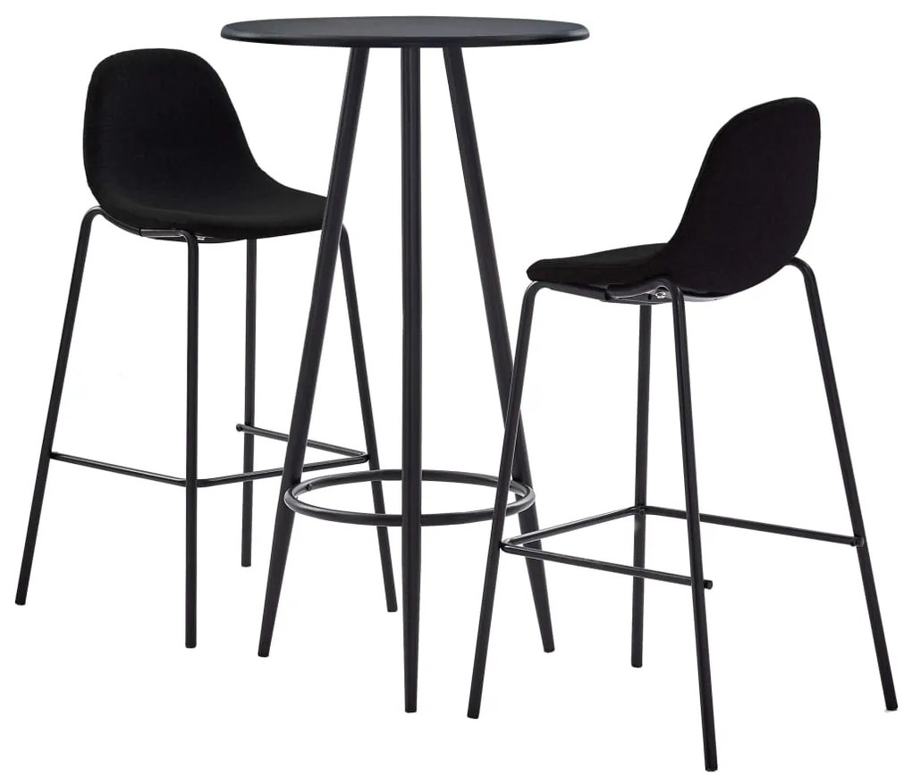 vidaXL Set mobilier de bar, 3 piese, negru, material textil