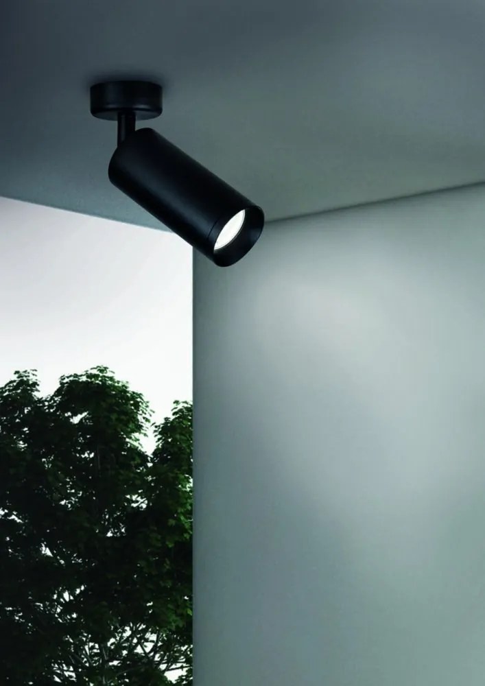 Spot aplicat, plafoniera design tehnic Focus negru