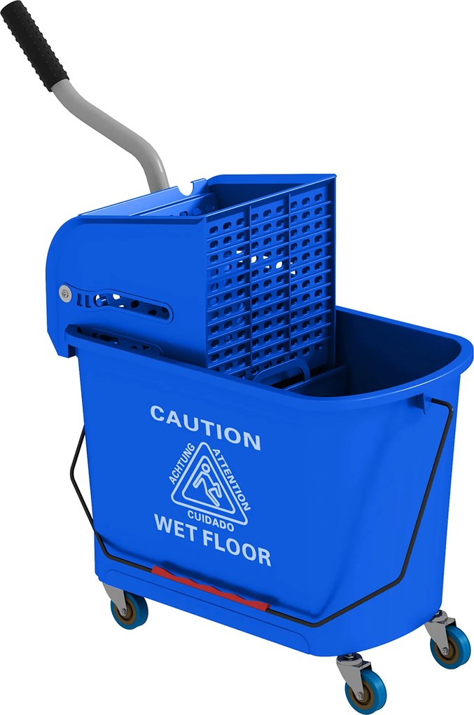 HOMCOM Cărucior Profesional pentru Curățenie cu Găleată pentru Mop de 20L, 60x27x70,5 cm, Albastru | Aosom Romania