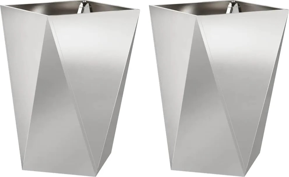 vidaXL Jardinieră 2 pcs Argintiu 50 x 50 x 75 cm Oţel inoxidabil