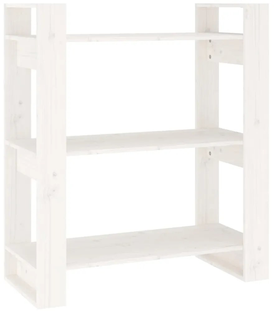 813900 vidaXL Bibliotecă/Separator cameră, alb, 80x35x91 cm, lemn masiv pin