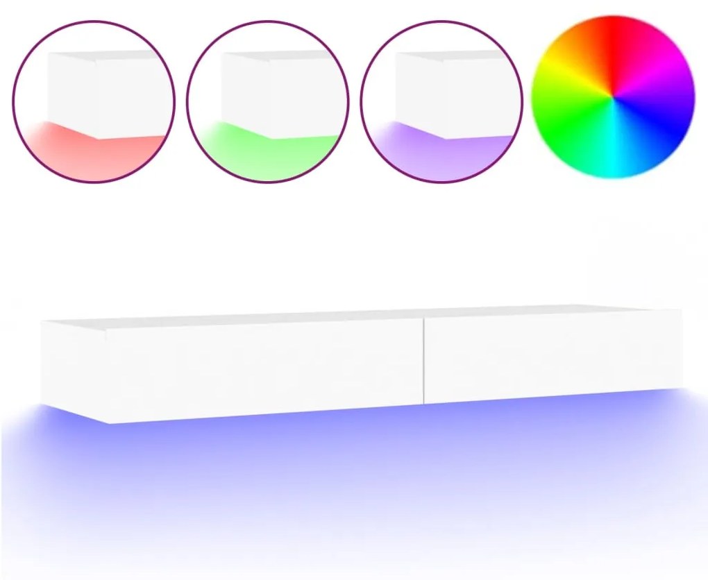 832863 vidaXL Comodă TV cu lumini LED, alb, 120x35x15,5 cm