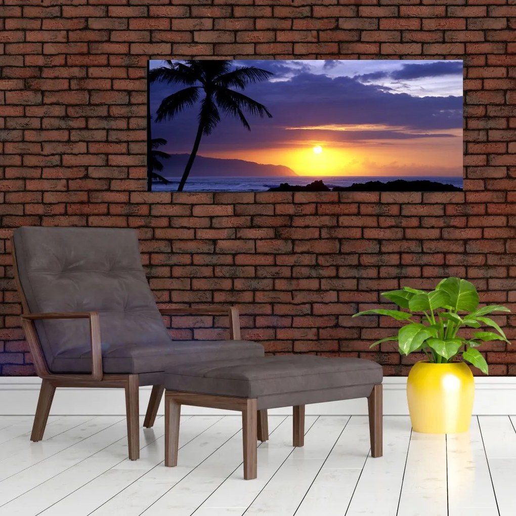 Tablou cu apus de soare deasupra mării (120x50 cm)