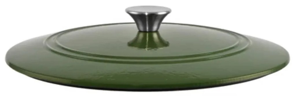 Cratiță din fontă emailată cu capac 31.5x8.5 cm – Perfect Home 80057, verde, pentru cuptor, rețete consistente, gătit fără ardere