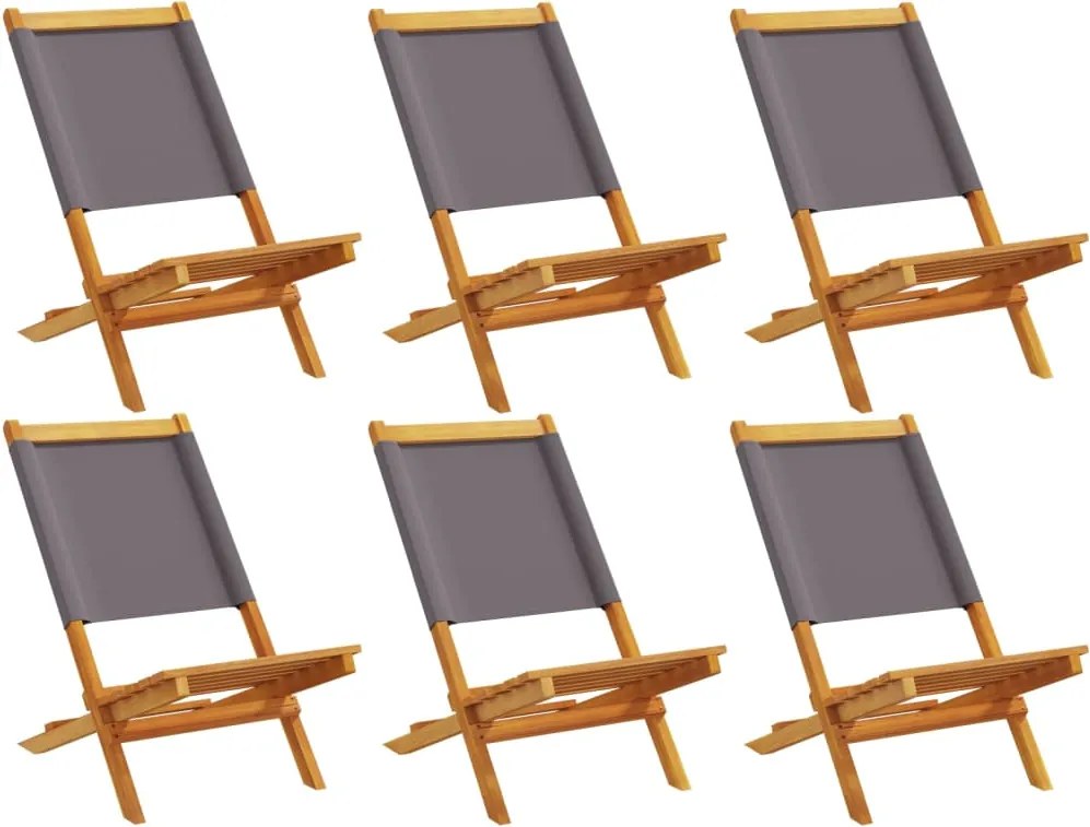 vidaXL Scaune de grădină pliabile 6 buc., textil antracit/lemn masiv