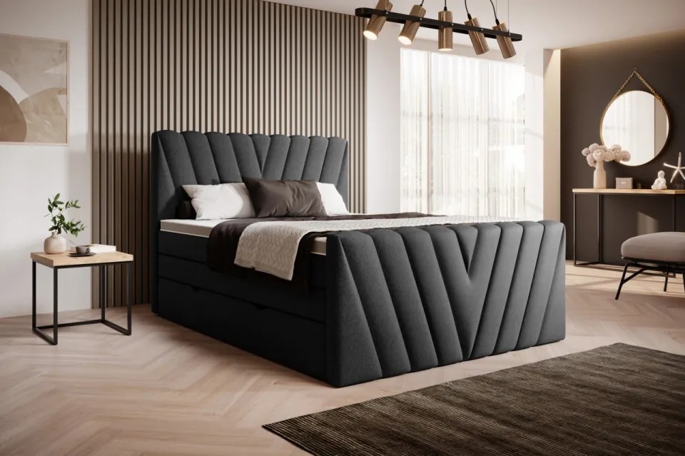 Pat tapitat, boxspring, cu spatiu pentru depozitare, 160x200 cm, Candice 2, Eltap (Culoare: Bej - Nube 20)