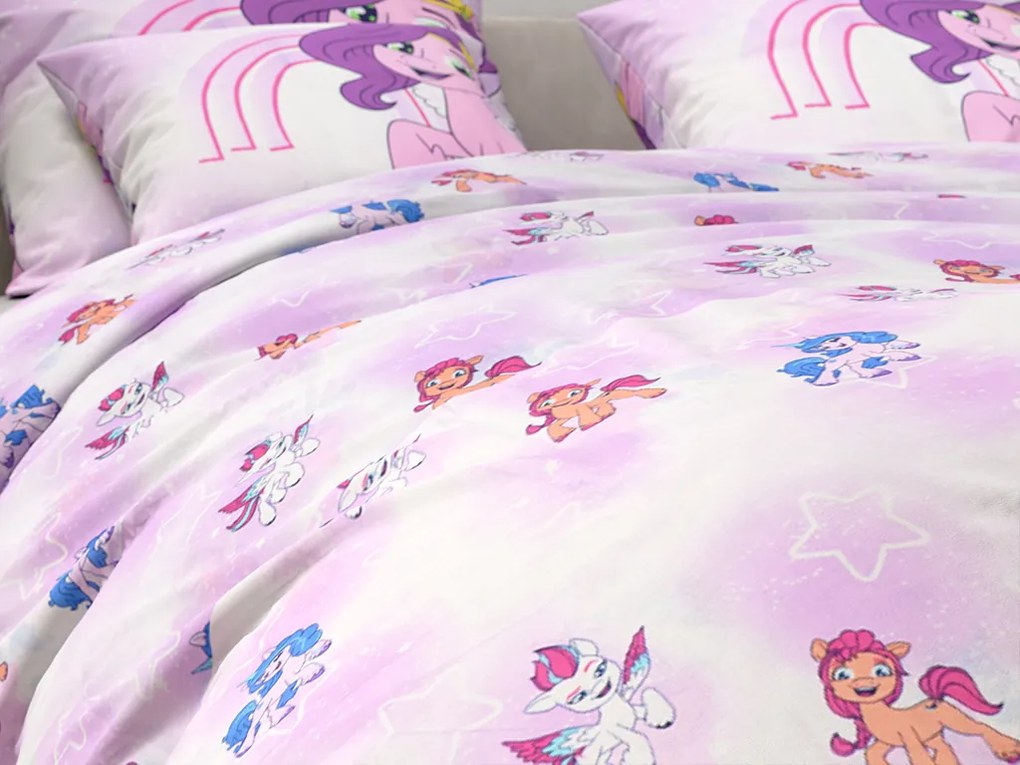 Lenjerie de pat din bumbac MY LITTLE PONY STARS alb pentru copii Dimensiune lenjerie de pat: 60 x 70 cm | 140 x 200 cm