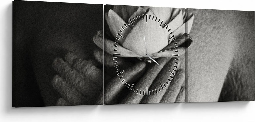 Tablou - Lotus în mâinile lui Buddha (cu ceas) (90x30 cm)