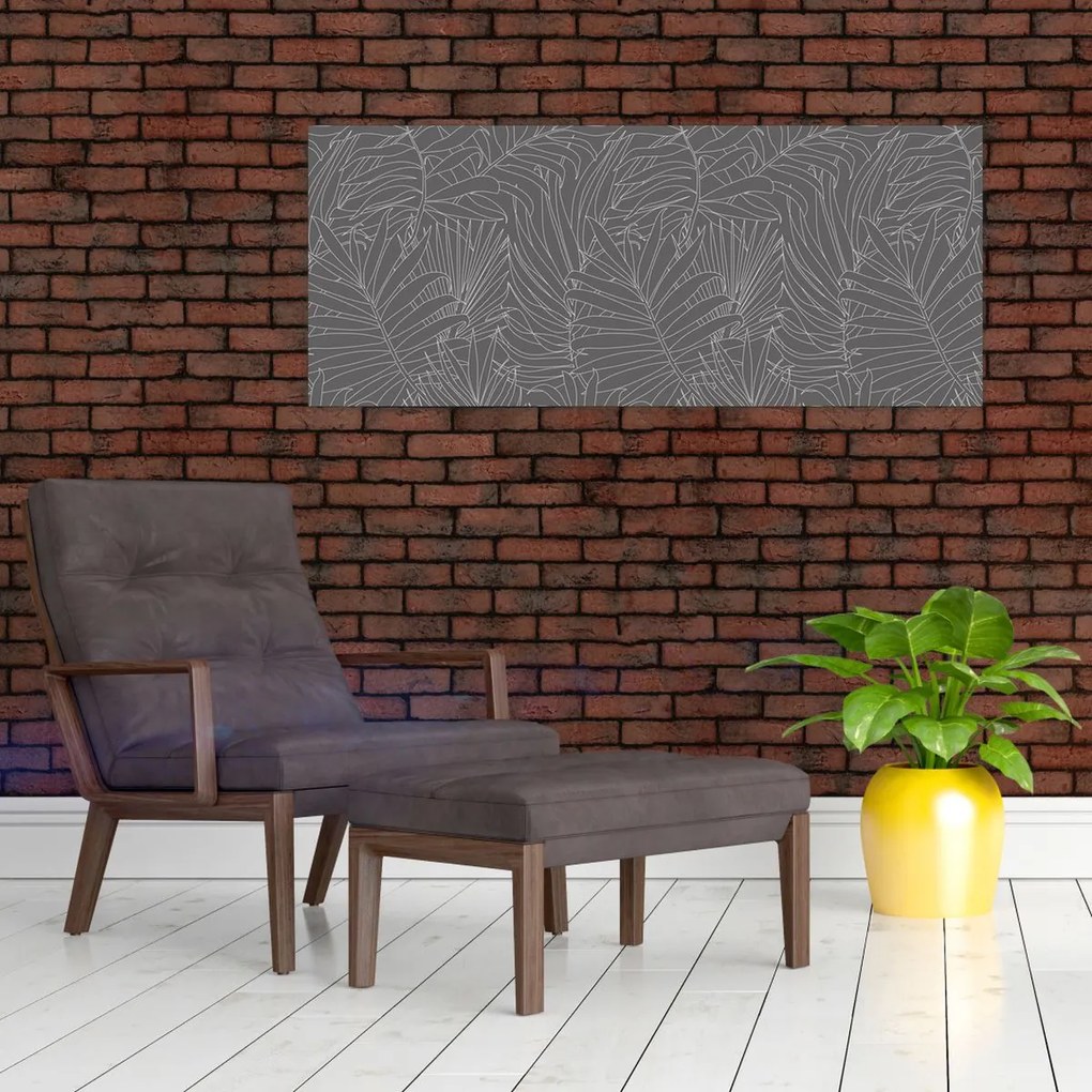 Tablou - Frunze de palmier gri (120x50 cm)
